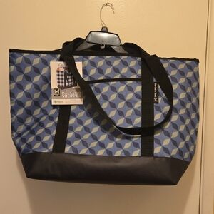 Blue Geometric Insulated Shopper Tote, NWT.